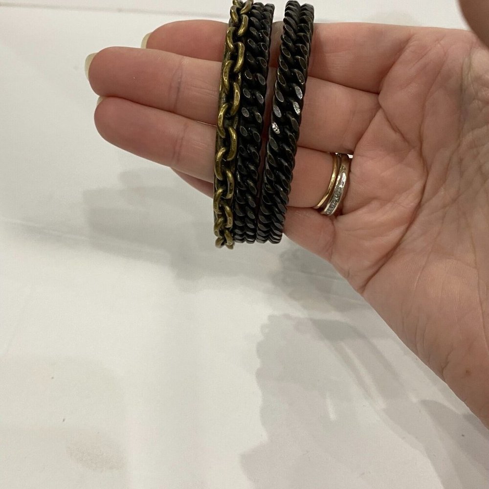 Miriam Haskell Bronze Goldtone Chain Bangle Brace… - image 5